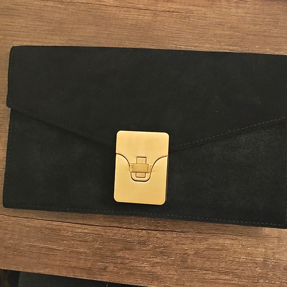 Talbot's black velvet clutch